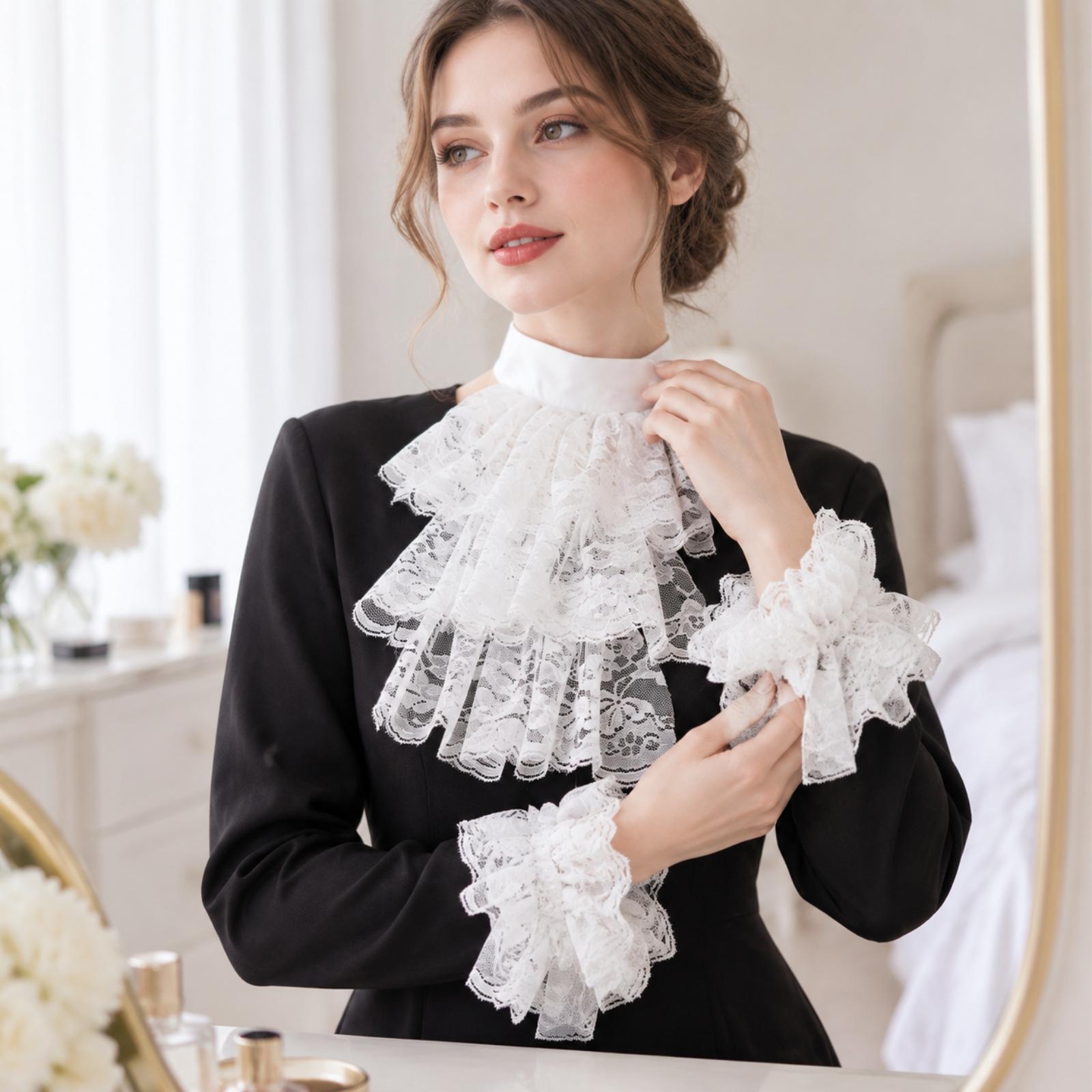 Event Party - Women Lace Collar Gloves with Matching