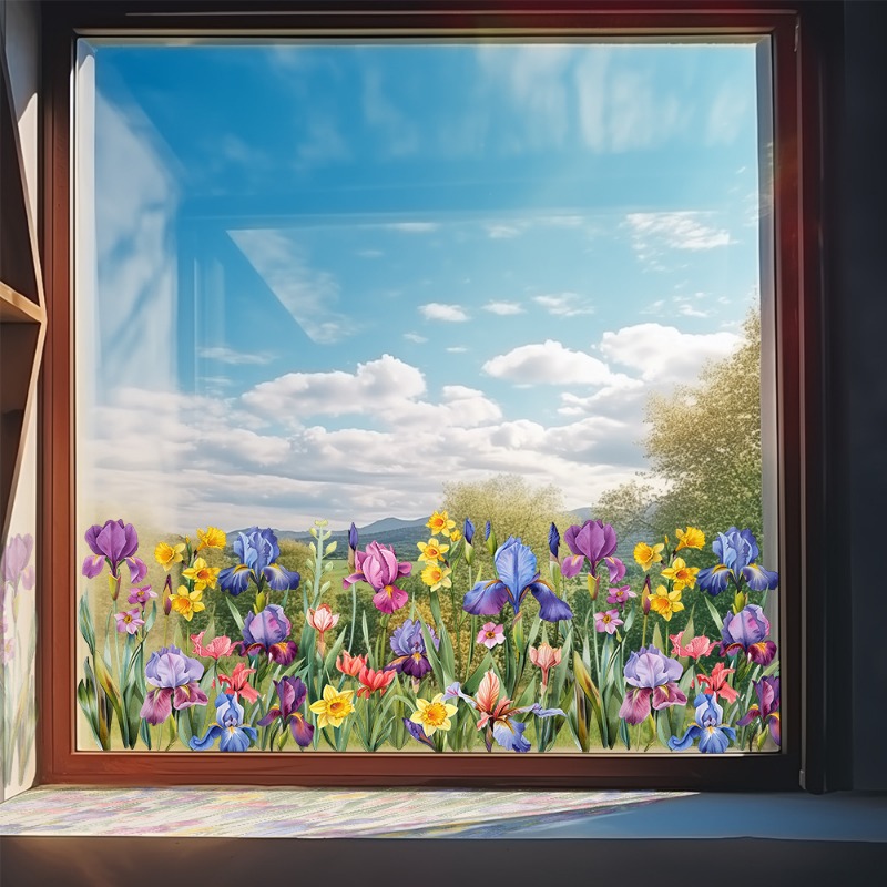 Flower Wall Panel - Colorful Beautiful Iris Flower Wall Stickers