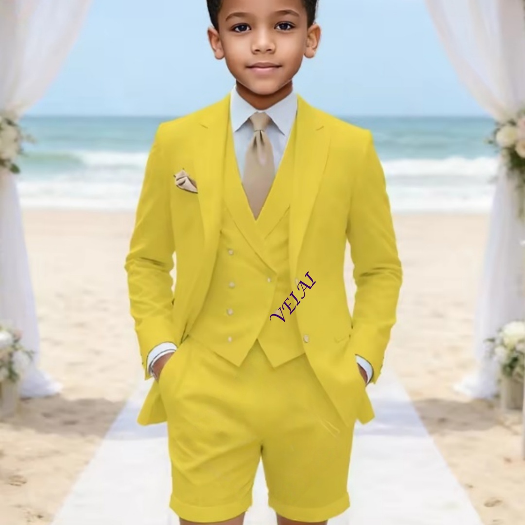 Event Party - Boys' Custom Classic 3-Piece Linen Suit,