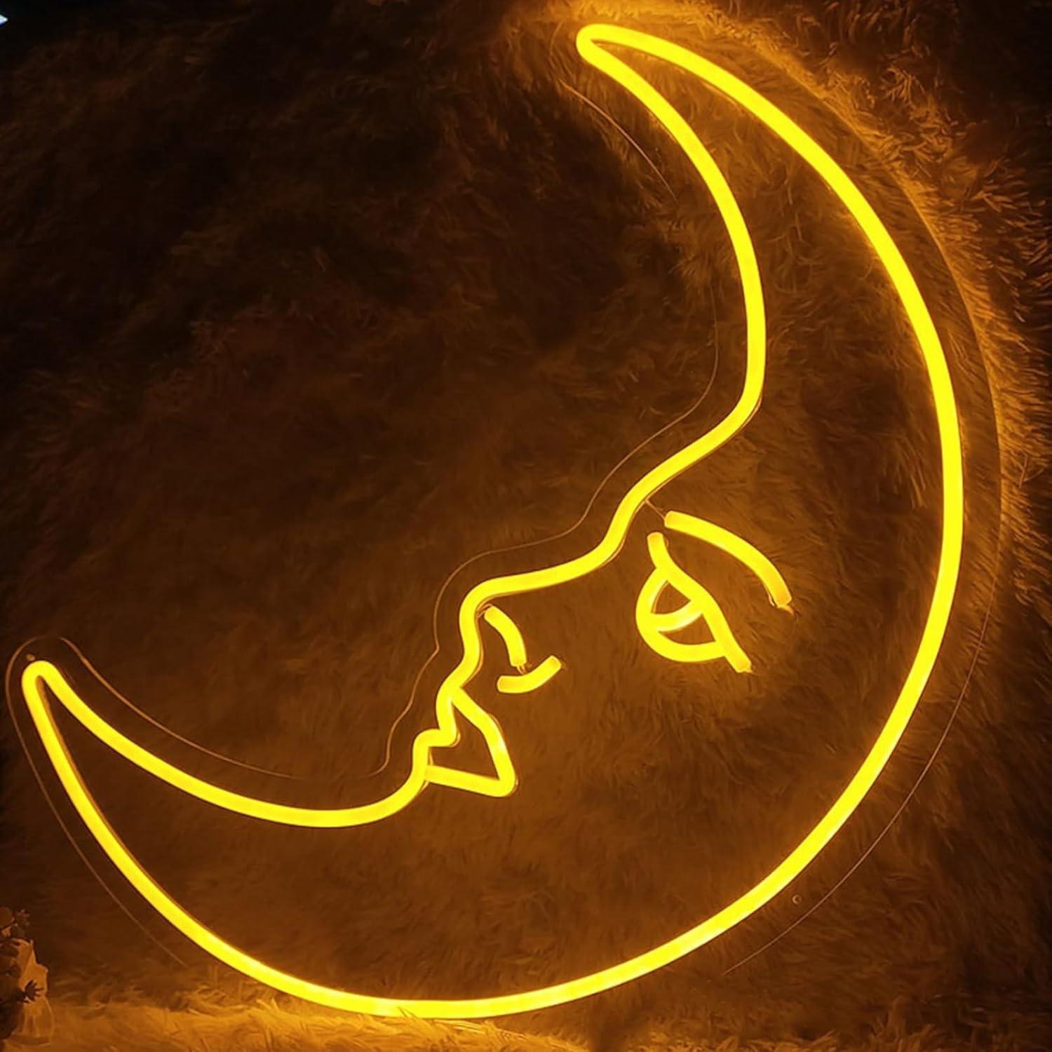 Moon Face Neon Sign USB Dimmab - Neon Sign Party recension och pris