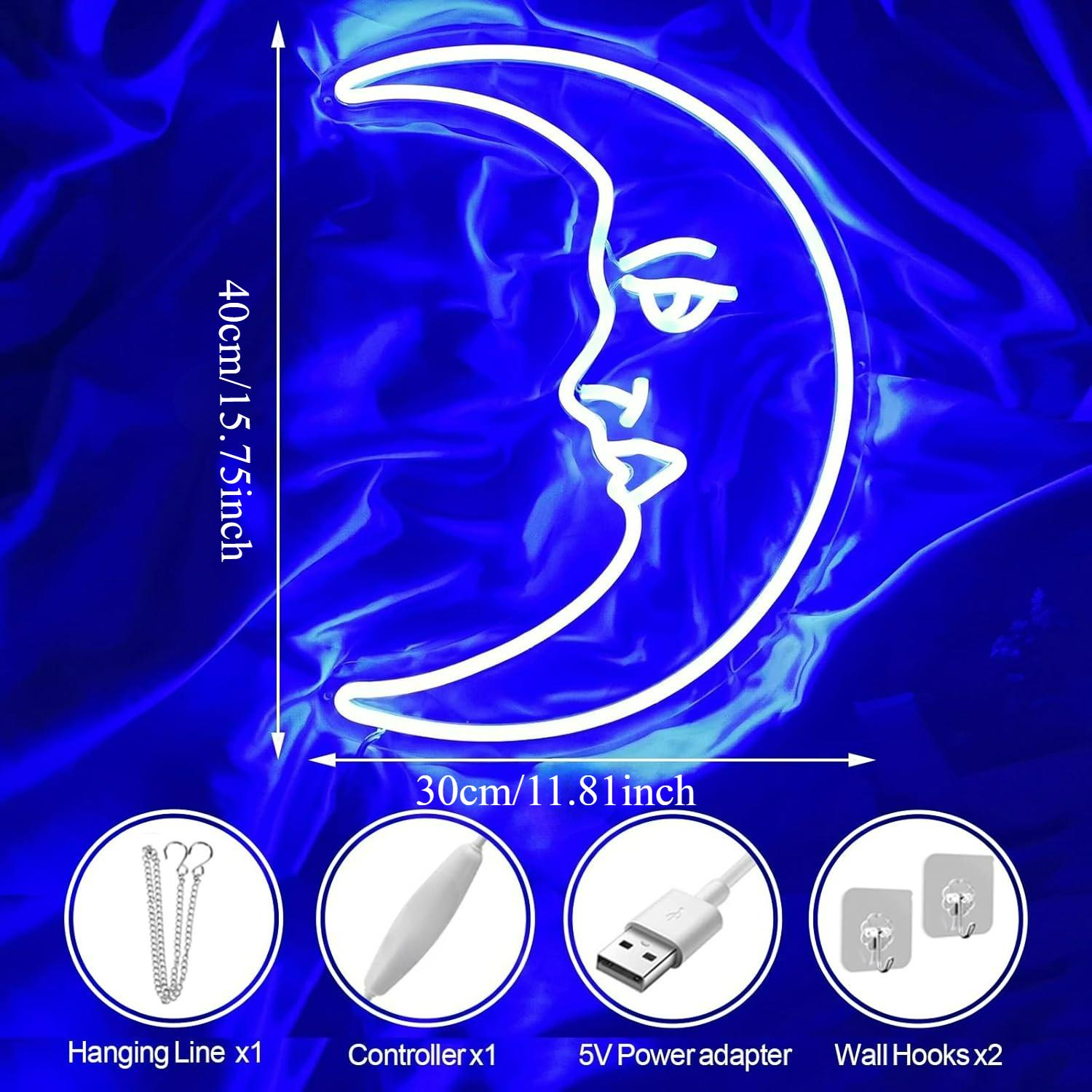 Moon Face Neon Sign USB Dimmab - Neon Sign Party recension och pris