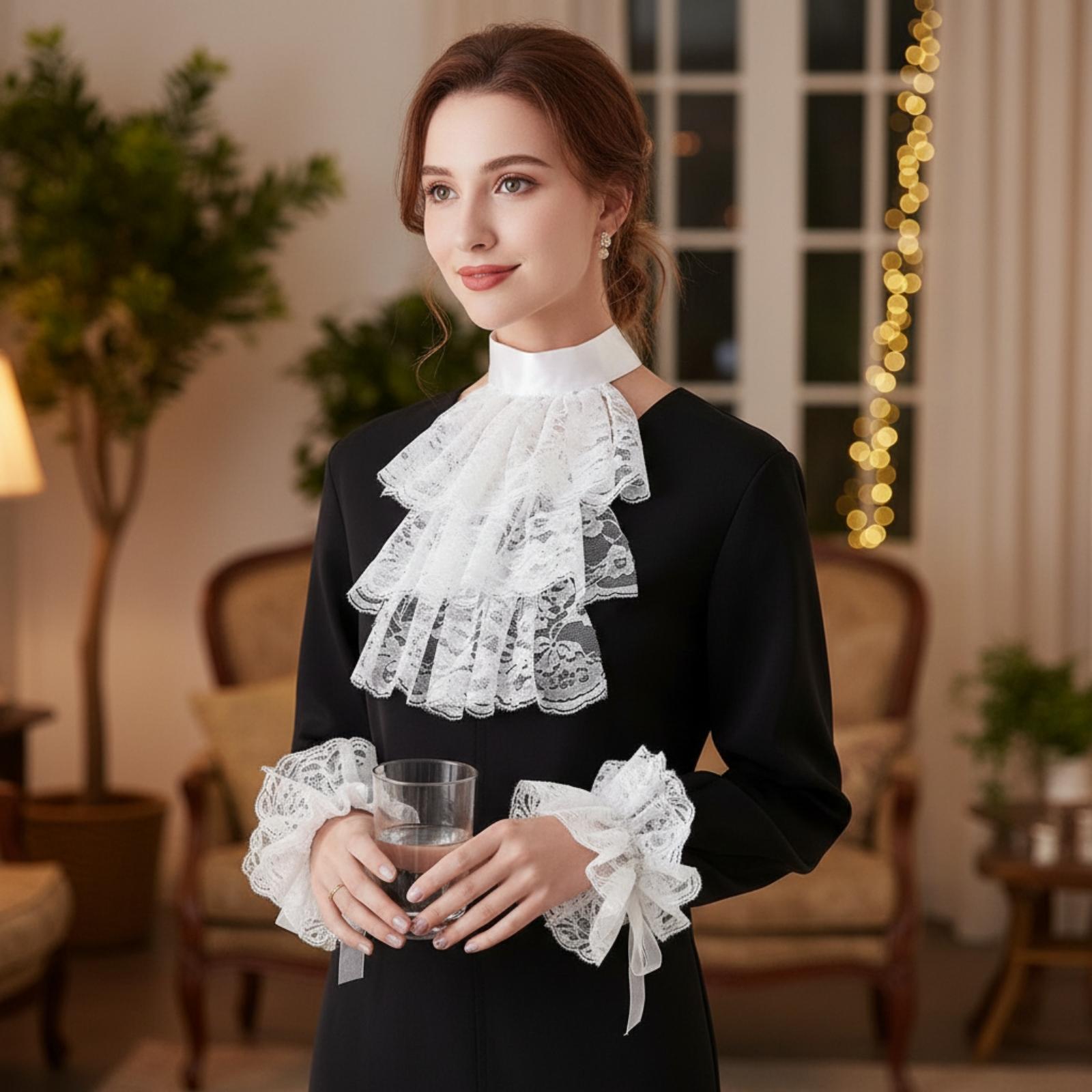 Women Lace Collar Gloves with  - Event Party recension och pris