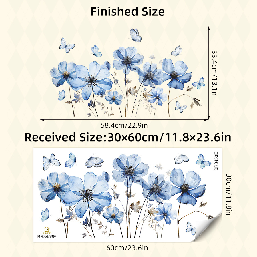 Fresh Blue Butterfly & Flower  - Flower Wall Panel recension och pris