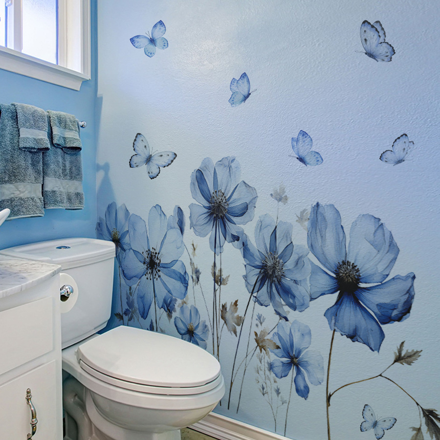 Fresh Blue Butterfly & Flower  - Flower Wall Panel recension och pris