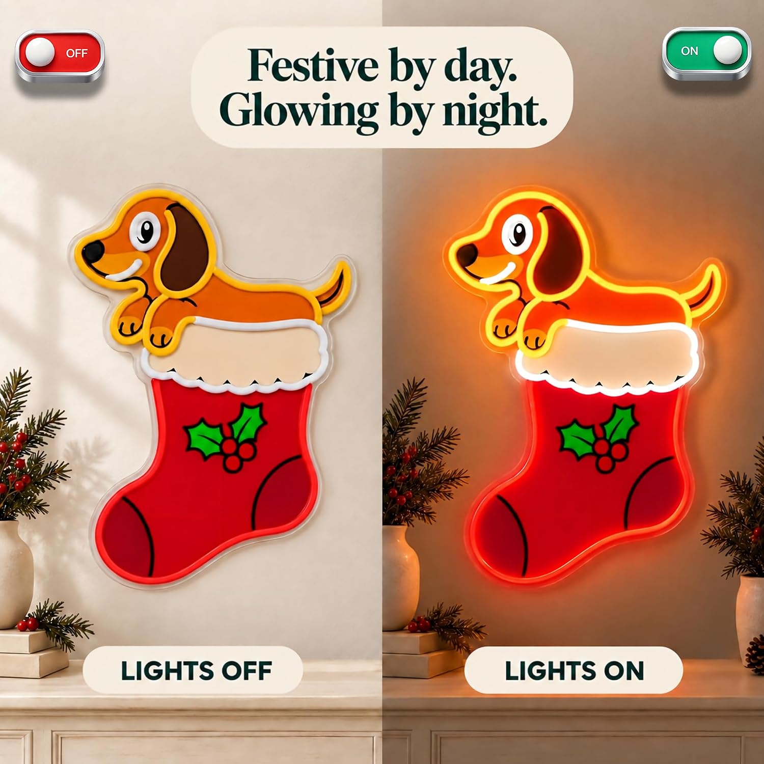 Christmas Stocking LED Neon Si - Neon Sign Party recension och pris