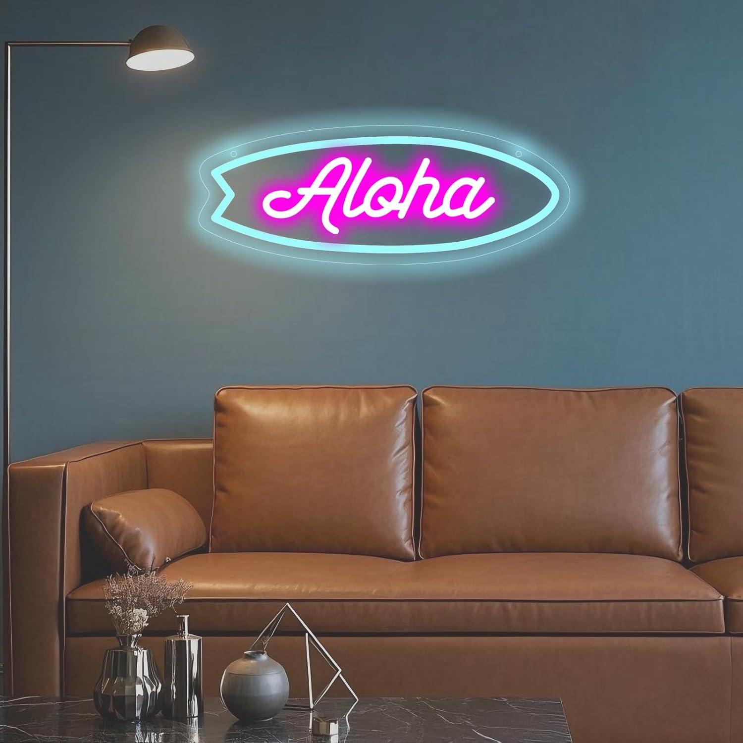 Aloha Surfboard Neon Sign Trop - Neon Sign Party recension och pris